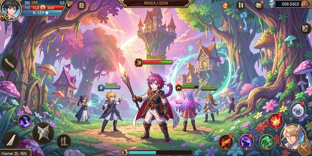 Screenshot menampilkan aksi seru karakter Viking berjuang.